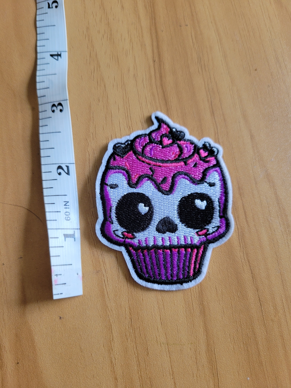 🧋NEW🧋 Pink Skull Cupcake Embroidered Patch